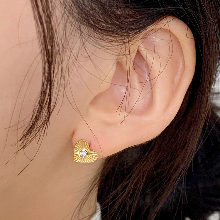 925 Silver Miel Heart Earrings / 미엘