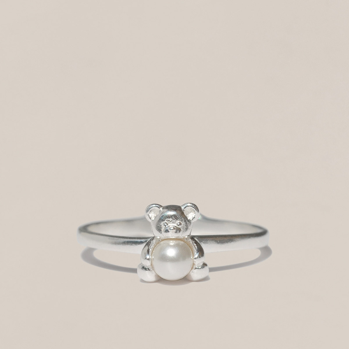 [47베이지X테디베어] 925 Silver Pearl Teddybear Ring/ 펄